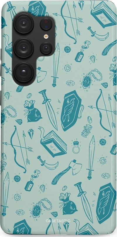Casetastic Hoesje Geschikt voor Samsung S25 Ultra - Stijlvolle Beschermende Duo-layer Case - Avontuurlijke buit vol wapens