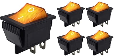 ProRide Wipschakelaar ON-OFF KCD4-202 - 2 Polig - 250V/16A - 30x22mm - Oranje met controlelampje - 5 stuks