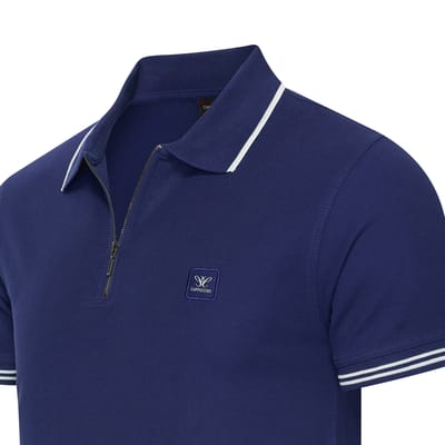 Cappuccino Italia - Heren Polo SS Torino Zip - Blauw - Maat M