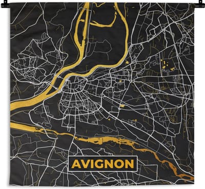Wandkleed - Wanddoek - Plattegrond – Kaart – Avignon - Frankrijk – Stadskaart - 180x180 cm - Wandtapijt