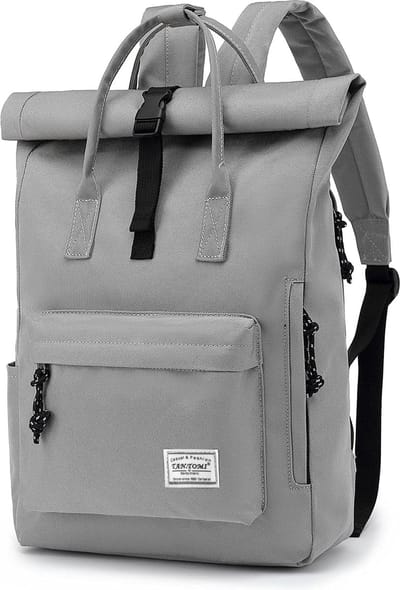 TAN.TOMI Rugzak - Rugtas met 15,6 Inch Laptopvak - Schooltas - Spatwaterdicht - Heren en Dames - Jongens en Meisjes - Grijs