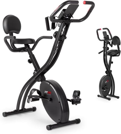 Hometrainer met Rugleuning - Fitnessfiets Opvouwbaar - Cardio Training - Met Elastische Touwen - 8kg Vliegwiel - Donkergrijs