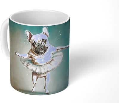 Mok - Koffiemok - Hond - Tutu - Ballet - Abstract - Portret - Kind - Mokken - 350 ML - Beker - Koffiemokken - Theemok