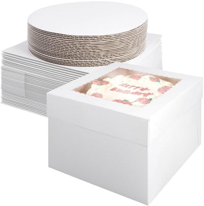 Dailygoods- Taartdozen 10 Inch - 40 Stuks - Taartdecoratie - Gebaksdozen Karton - Eenvoudig te Vouwen - Met Venster - Gebakdozen