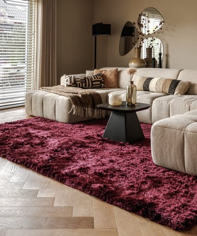 Velvet vloerkleed - Auréa bordeauxrood 80x150