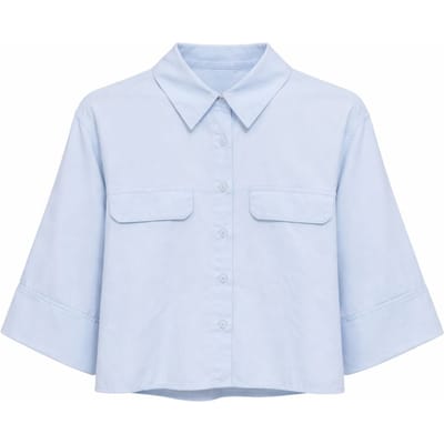 Korte Mouw Crop Poplin Shirt