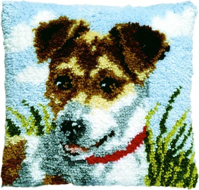 Pako Smyrna knoop kussen borduurpakket - Jack Russell hond - geprint stramien - 013.307 - DIY kit