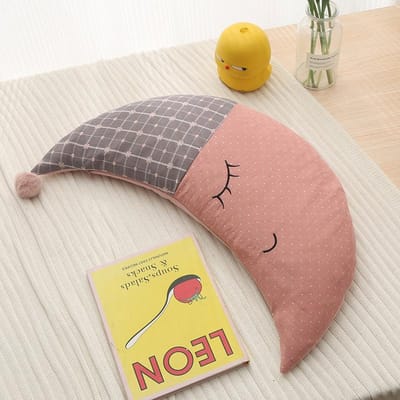 Dubbellaags Garen Maan Babykussen Gevuld met Boekweitdoppen Boekweitkussen Comfortabel Schattig Kinder Boekweitkussen 30 * 56 gray