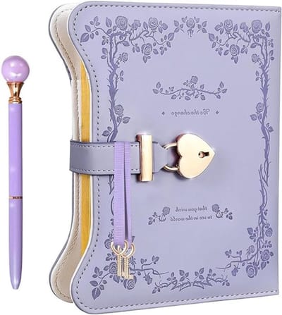 Slotdagboek voor Meisjes B6, Vergrendelbaar Notitieboek met Sleutel, 360 Pagina's, Schrijfjournal met PU Kaft, Perfect Cadeau voor Meisjes, Tieners en Vrouwen, Creatief Schrijven