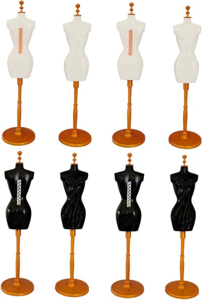 Jurk Vorm - Mannequin Set - Kleding Ontwerpen - Met Stabiele Basis - 8 Stuks - Witgoud Zwartgoud