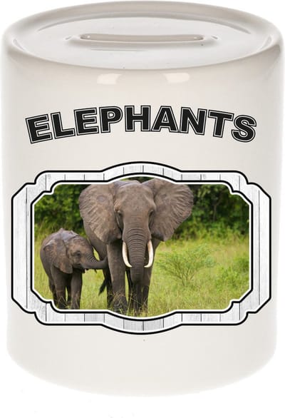 Dieren liefhebber olifant spaarpot 9 cm jongens en meisjes - keramiek - Cadeau spaarpotten olifanten liefhebber
