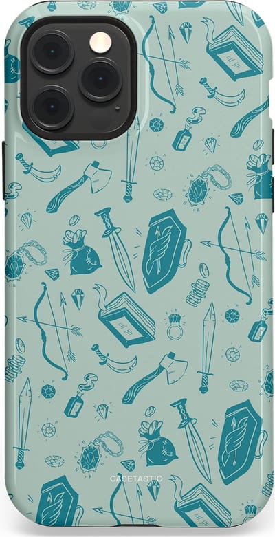 Casetastic Hoesje Geschikt voor Apple iPhone 12/12 Pro Magsafe - Stijlvolle Beschermende Duo-layer Case - Avontuurlijke buit vol wapens