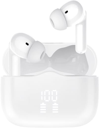 oTronica Draadloze Oordopjes - Active Noise Cancelling (ANC) oortjes - bluetooth - met LED Display - Wit