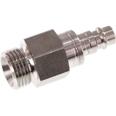 RVS 306L DN 7.2 (Euro) Luchtkoppeling Insteeknippel G 1/2 inch Buitendraad Double Shut-Off - CLP7-M-SSL-SV-P-012