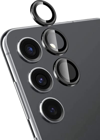 Screenz® - Camera lens protector geschikt voor Samsung Galaxy A55 - Screenprotector - Beschermglas - Glasplaatje geschikt voor A55 - Zwart- Set van 3