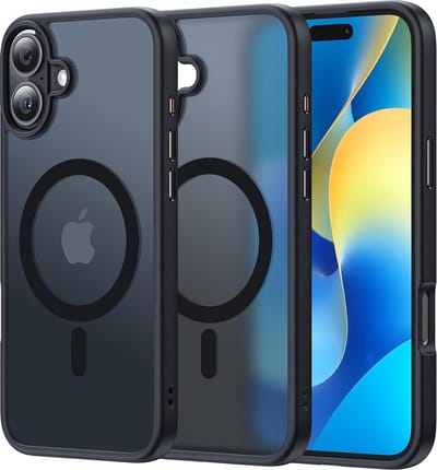 Hoesje Geschikt voor: Apple iPhone 16 - Compatibel met MagSafe - Matte Beschermhoes - Back Cover met Magneet - Geschikt voor Draadloos Opladen met Magnetische Ring - Zwart