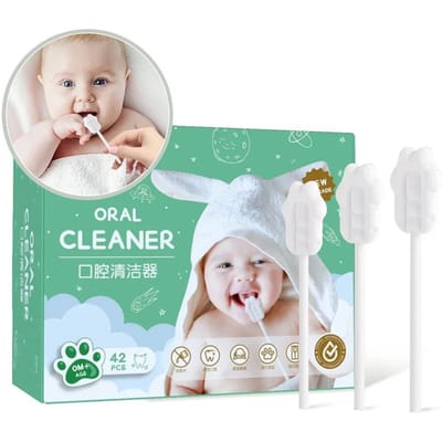 42 Stuks Baby Tongreiniger Mondgaasjes Tandverzorgingsborstel Voor Pasgeborenen Baby Tandvleesreiniging white