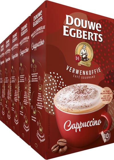 Douwe Egberts Verwenkoffie Cappuccino Oploskoffie - 5 x 10 zakjes