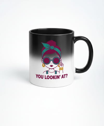 You Lookin' At? Magische Zwarte Mok - Grappige Cadeau Koffiemok