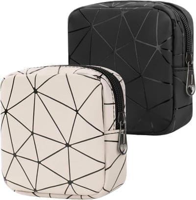Menstruatie Tasjes - Maandverband Pouch - Hygiënisch Opbergen - Waterdicht PU Materiaal - 11 cm - Beige en Zwart