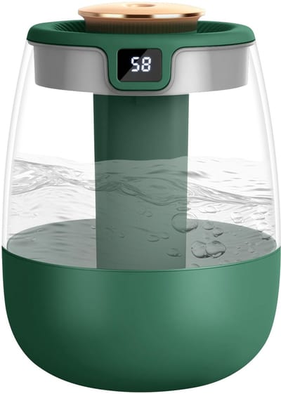 QTTVBTNA -1,3L Luchtbevochtiger met Display – 20 Uur Werking – 3 Spray Modi – Voor Slaapkamer, Baby & Kantoor