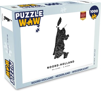 Puzzel Noord-Holland - Nederland - Wegenkaart - Legpuzzel - Puzzel 1000 stukjes volwassenen