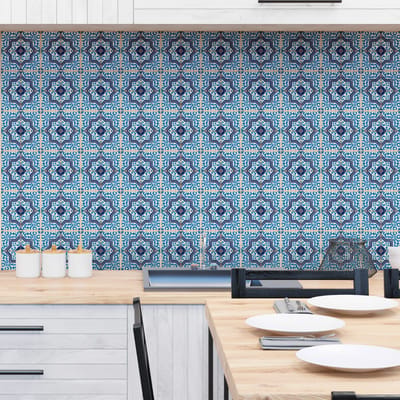 Tegelstickers voor de muur in keuken en badkamer - 60 cementtegelstickers, Azulejos Romero-stijl - 60 stickers, 20x20 cm