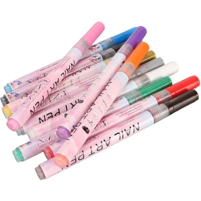 12 Stuks 3D Nagellak Pennen 0.5mm Punt Heldere Kleuren Makkelijk te Gebruiken 3D Nail Art Pennen Set voor Feest Familie gray