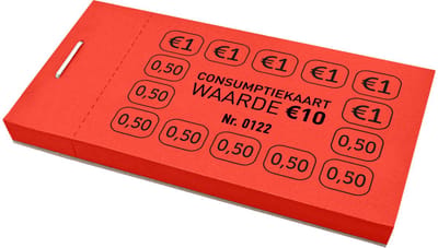 CombiCraft Consumptiekaarten €10 rood - per 5 boekjes met 50 kaarten