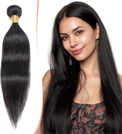 Natuurlijke Zwarte Haarextensions van 45 cm, 100% Ongeraakt Menselijk Haar, Recht en Zacht, Perfect voor Weave en Styling