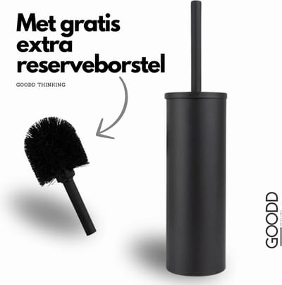 GOODD® Orly - Wc borstel - Toiletborstel - Inclusief Extra Borstelkop - Rvs - Zwart - Zonder boren