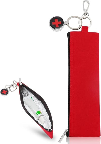 Thijox - Mini Koeltas Rode Kruis Hanger - Geïsoleerde Medicijntas voor Reizen, Rugzak, Vliegtuig, Epipentas met Karabijnhaak voor Insuline, Allergieën
