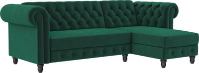 Felix-Slaapbank - Chaise Longue - Groen Velours