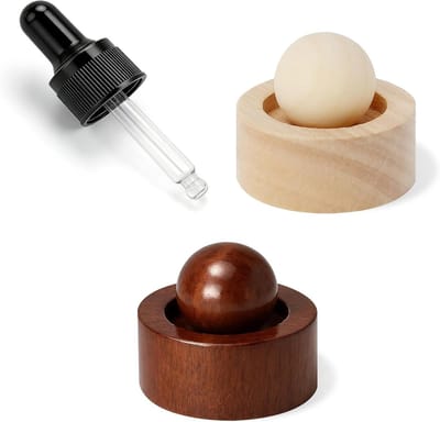 Houten Aromatherapie Diffuser Set van 2 Stuks, Draagbaar en Herbruikbaar voor Essentiële Olie in Huis, Kantoor en Auto
