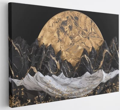 Saammp Canvas Schilderij - Goude maan - Abstract - 30x20 - Foto op canvas - Wanddecoratie - Muurdecoratie Woonkamer - Slaapkamer decoratie - Canvas Print