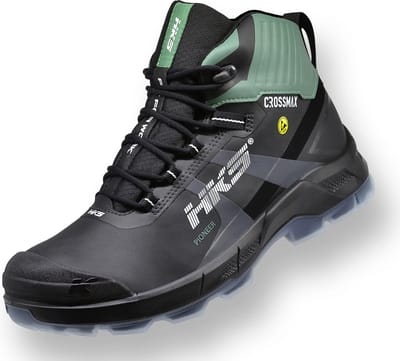 HKS Pioneer Green S3 werkschoenen - veiligheidsschoenen - safety shoes - heren - hoog - stalen neus - antislip - ESD - lichtgewicht - Vegan - zwart - maat 42