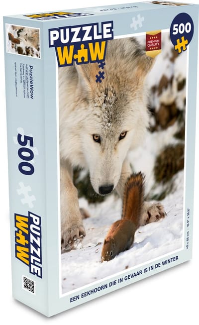 Puzzel Eekhoorn - Wolf - Sneeuw - Winter - Legpuzzel - Puzzel 500 stukjes - Kerst - Cadeau - Kerstcadeau voor mannen, vrouwen en kinderen