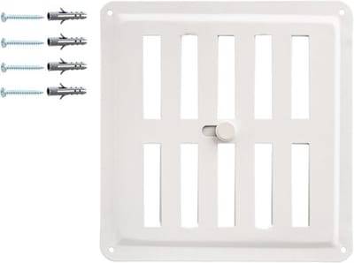 Verstelbaar Metalen Ventilatierooster 15x15 cm – Poedergecoat Wit RAL9016 voor Gecontroleerde Luchtcirculatie
