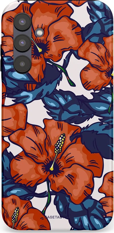 Casetastic hoesje geschikt voor Samsung Galaxy A25 - Dubbellaagse bescherming - Exotische paradijs - Fashion Case - Terracotta Donkerblauw Bruin Donkergrijs