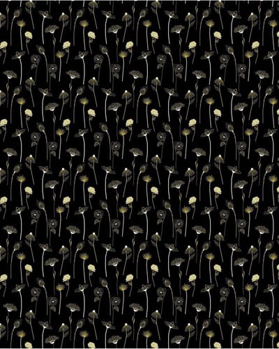 Texture Decopatch papier zwart met goudkleurige bloemen hotfoil