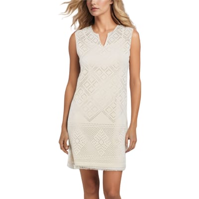 Goa Goa Vrouwen jurk Thalassa in haak Jersey Beige in Viscose Elegant 15201071/443