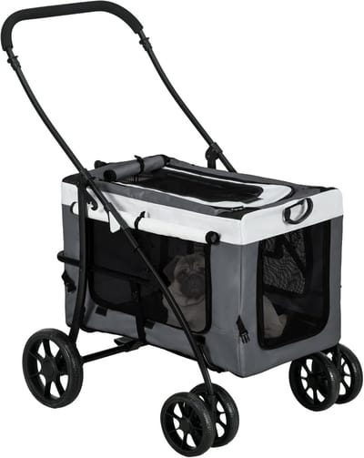 Opvouwbare Kinderwagen voor Dieren - Geschikt voor Honden en Katten - Reiswieg en 4 Wielen