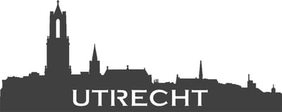 Houten Skyline Utrecht – Wanddecoratie/Muurdecoratie 38x15 cm – Domtoren – Antraciet grijs