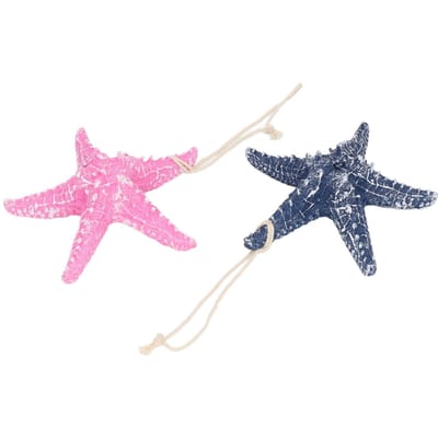 2 Stuks Vinger Zeester 13x13cm Donkerblauw Roze Klein Strandthema Hars Zeester Wanddecoratie voor Feest Kerst pink