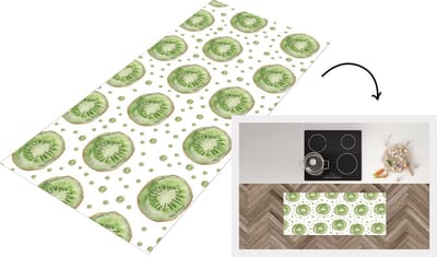 Keukenloper - Loper keuken - Kiwi - Waterverf - Wit - 120x50 cm - Keukenloper vinyl