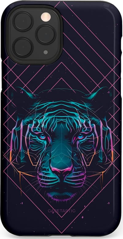 Casetastic hoesje geschikt voor Apple iPhone 11 Pro - Dubbellaagse bescherming - Neon Tijger - Fashion Case - Donkerblauw