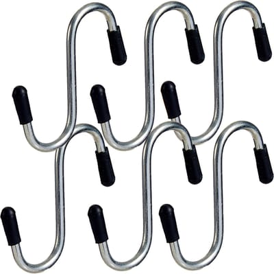 7x stuks S-haken/ophanghaakjes met zwarte beschermlaag 18 cm - Ophanghaken voor keukengerei/bestek