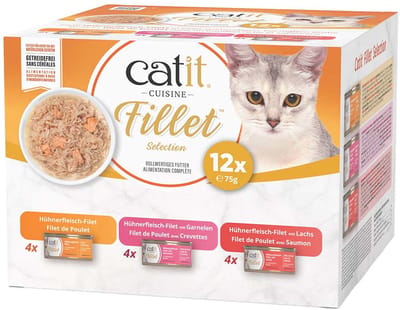 Catit Cuisine voer Fillet Chicken Variety Pack voor katten 12x75g