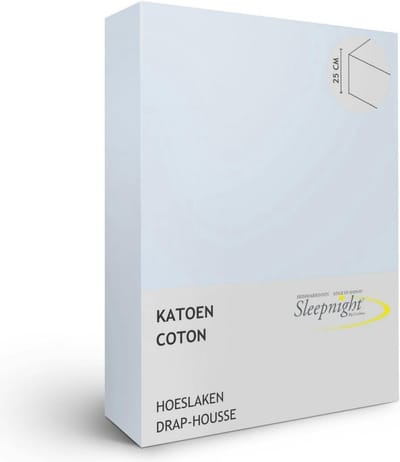 Sleepnight Hoeslaken - Katoen - (hoekhoogte 25 cm ) bleu clair - B 200 x L 200 cm - Lits-jumeaux extra breed - Geschikt voor Standaard Matras - 798503-B 200 x L 200 cm