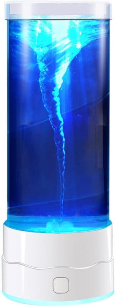ZVD Tornadolamp – Met tornado-effect – Creatieve, decoratieve sfeerverlichting – Geruisloos LED-nachtlampje voor op het bureau met kleurwisseling (7 kleuren) – Eenvoudig in gebruik – Geschikt voor interieur, Kerstmis, slaapkamers en kantoren – Wit